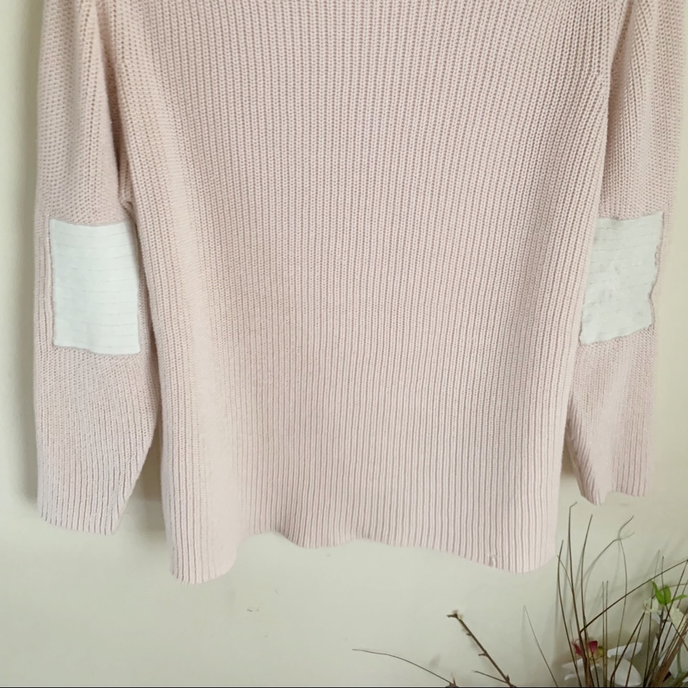 525 America Blush Pink Leather elbow patch sweater - Picture 5 of 7